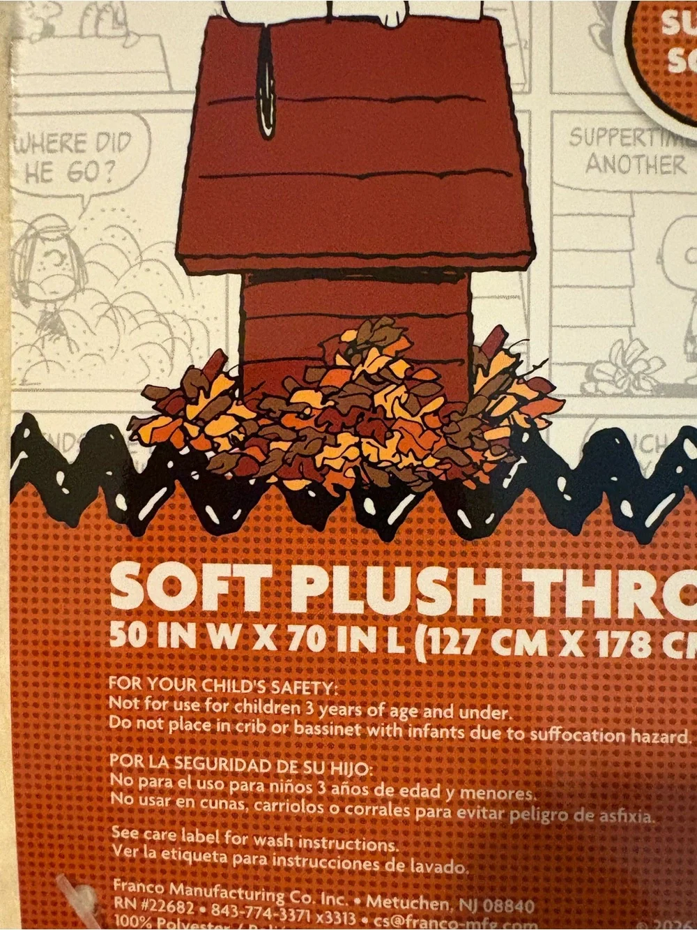 Peanuts Snoopy Pumpkin Pie Thanksgiving Soft Plush Throw Blanket NWT 50x70